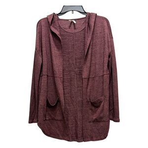 Mudd Womens Maroon Lightweight Hooded Cardigan Size XS